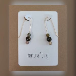 Tigers Eye & Fancy Jasper Dangle Earrings Chakra Healing Crystal Mermaid